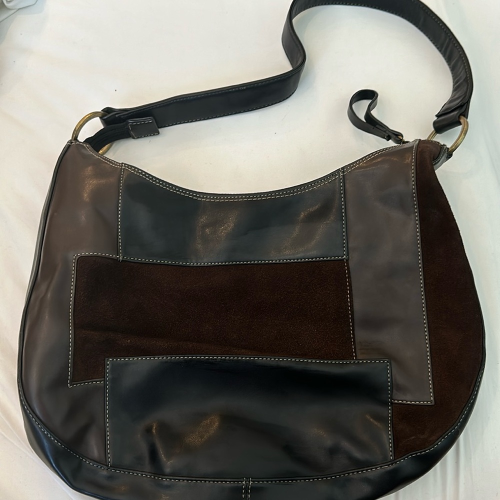 Nine West Black and Brown leather and suede shoulder bag